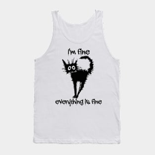 It's Fine  Black Cat Tank Top